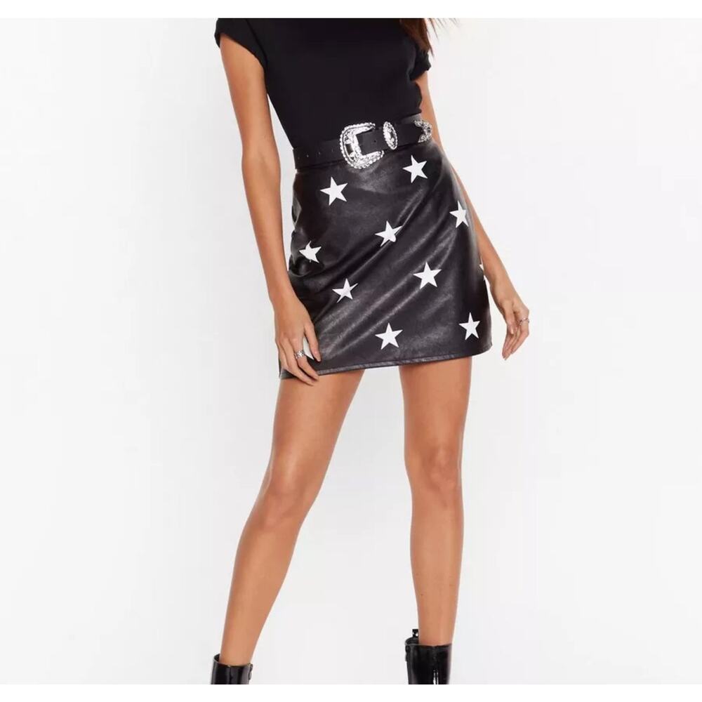Nasty Gal Black and White Star Mini Skirt